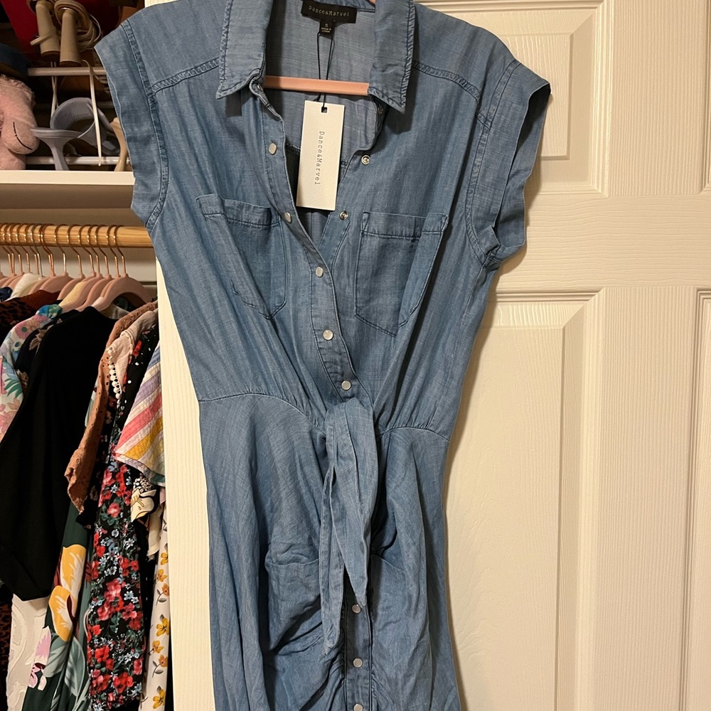 Chambray mini tie VICI dress